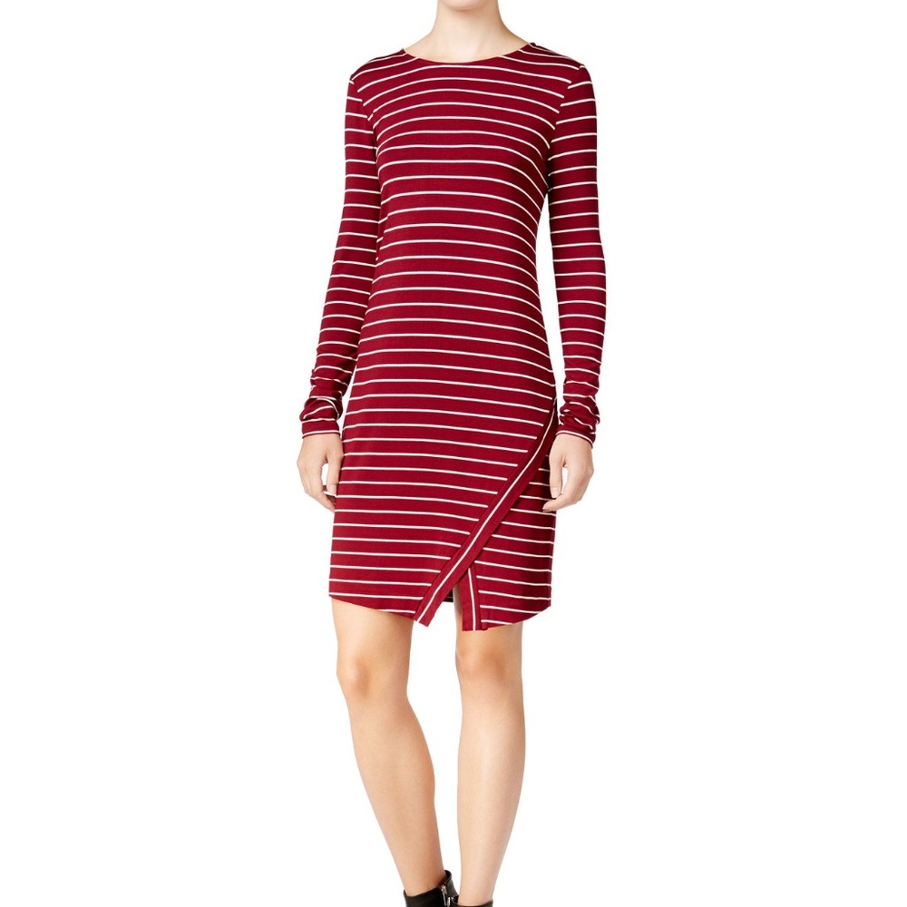 Kensie Stretch Striped Scissor Hem Sheath Dress